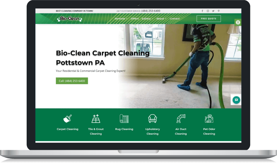 Bio-Clean Website Screenshot Laptop